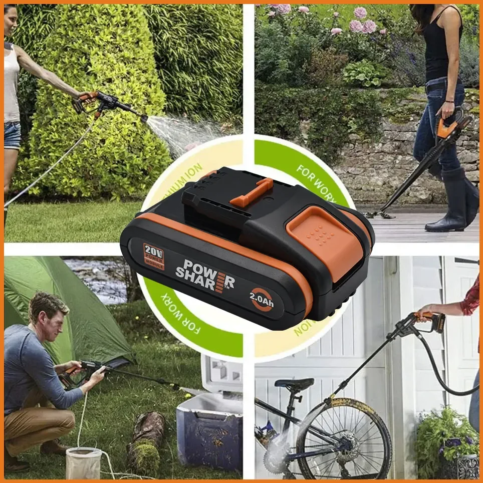 Worx 20V Lithium battery 2.0Ah Rechargeable WA3551 WA3553 WA3553.1 WA3570 for All WORX Electric and Garden Tools