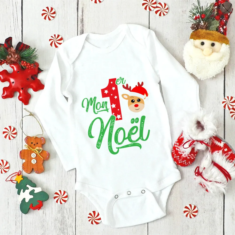 My First Christmas Toddler Infant Baby Rompers Merry Christmas Santa Cute New Year Clothes Mon 1er Noël Jumpsuit Xmas Outfit