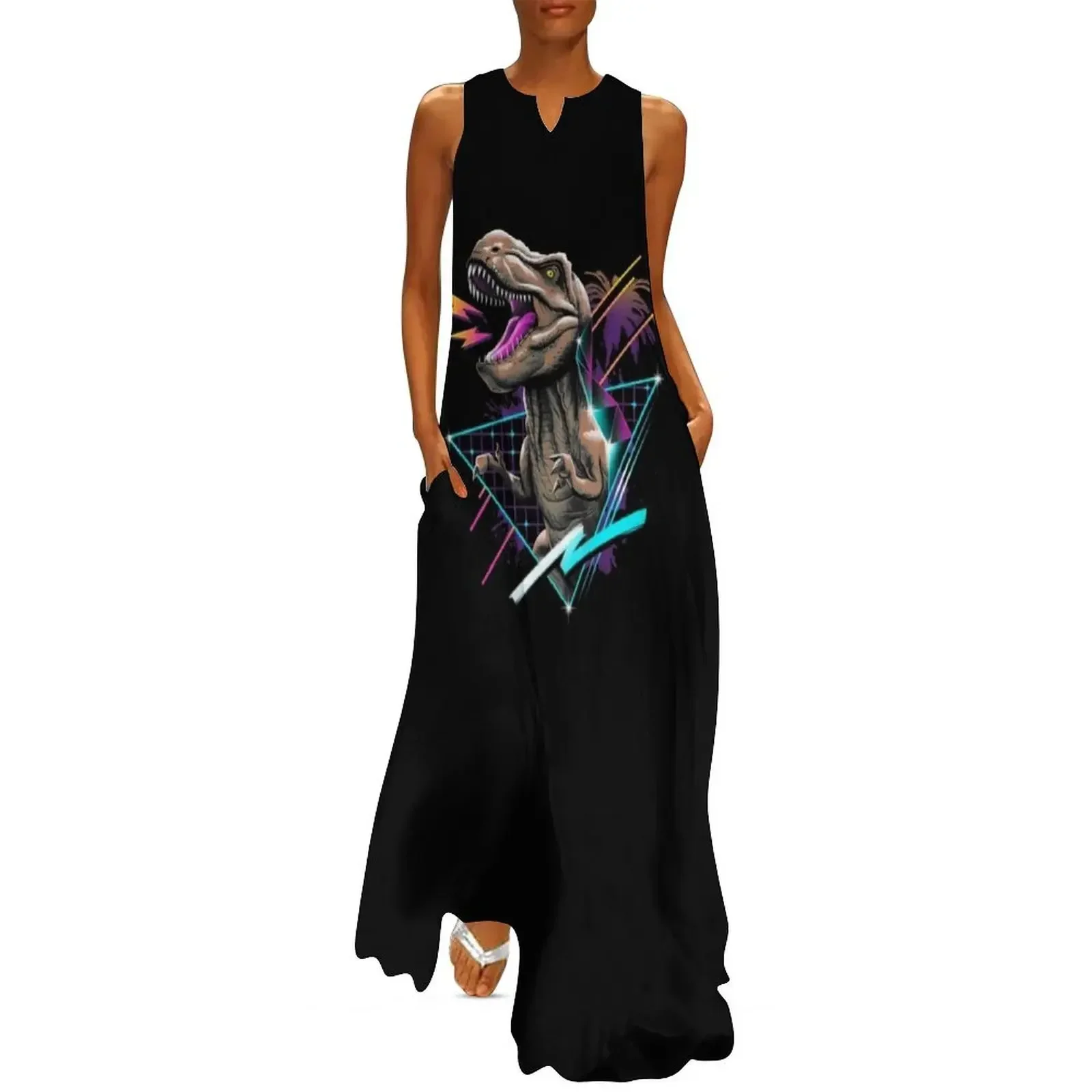 

Rad T-Rex Long Dress Casual dresses chic and elegant woman dress Female clothing Elegant gowns Dress