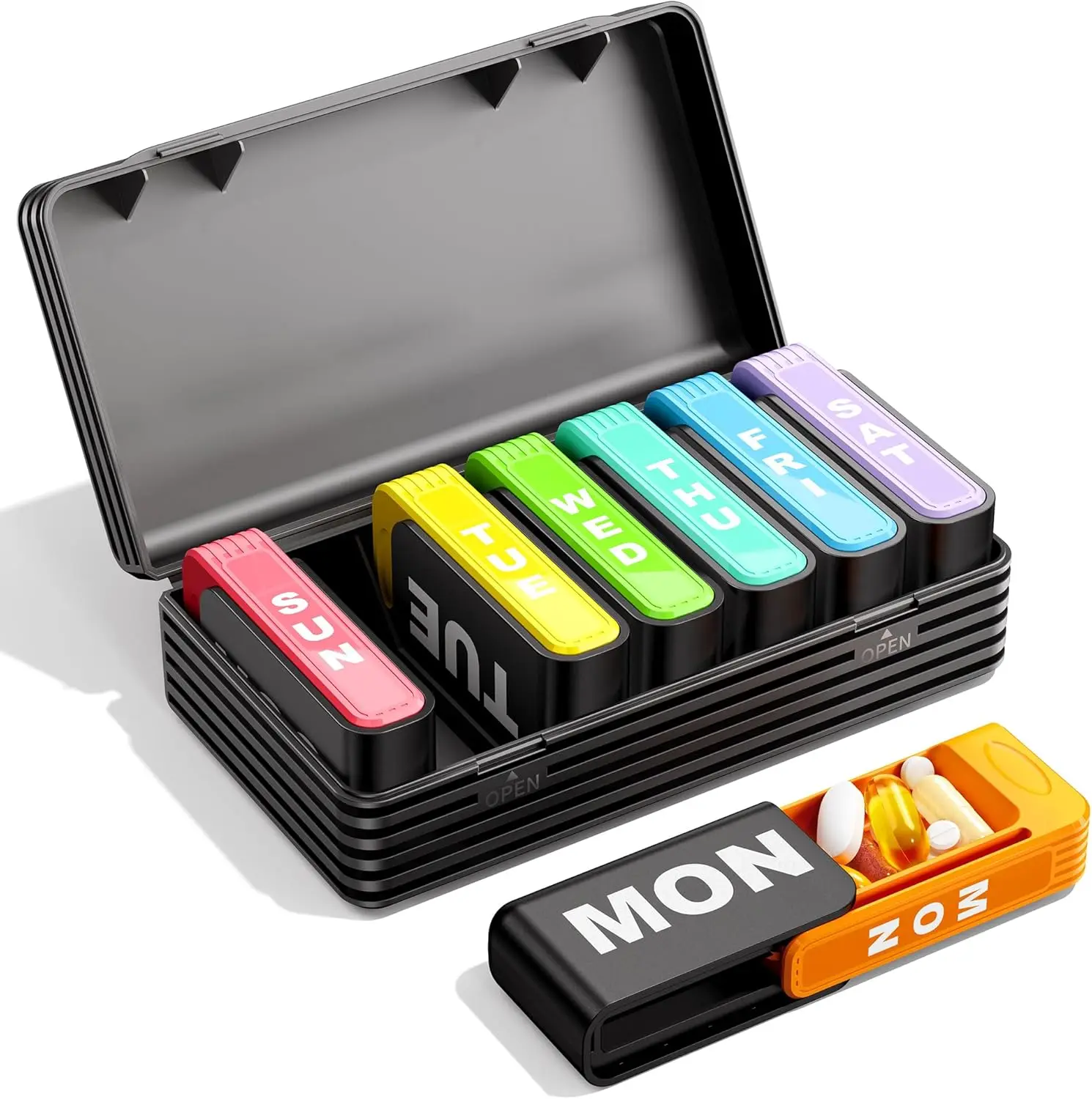 

Weekly Pill Organizer 1 Time a Day, Travel Drawer-Style Pill Box for Daily Medication, 7-Day Pill Case, Compact & Portable