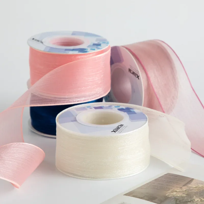 

Gold Embossed Silk Snow Yarn Ribbon Bouquet Packaging Accessories Diy Bow Practical New Decorative Ribbon