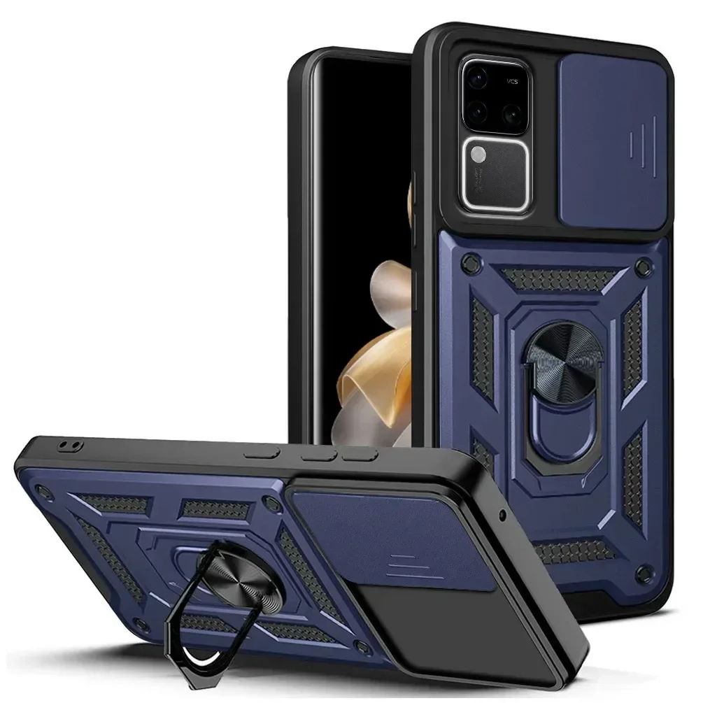 Funda de teléfono con protección de lente de cámara para Infinix GT 20 30 Pro Smart 10 Plus 4G Armor anillo giratorio de Metal funda trasera suave de silicona