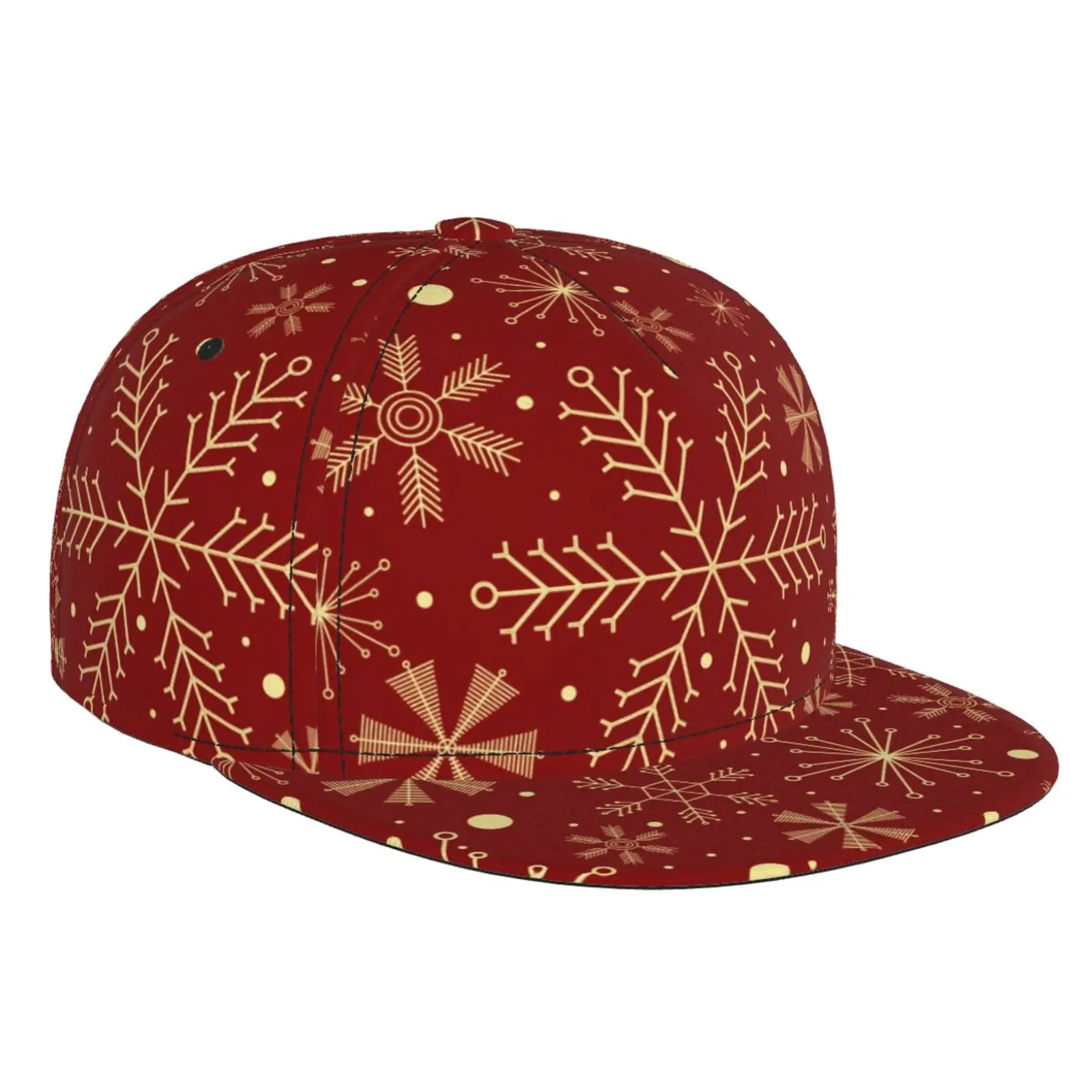 Red Christmas Snowflake Flat Brimmed Hat Street Skateboarding Hip Hop Hat Outdoor Leisure Sunshade Baseball Hat Universal