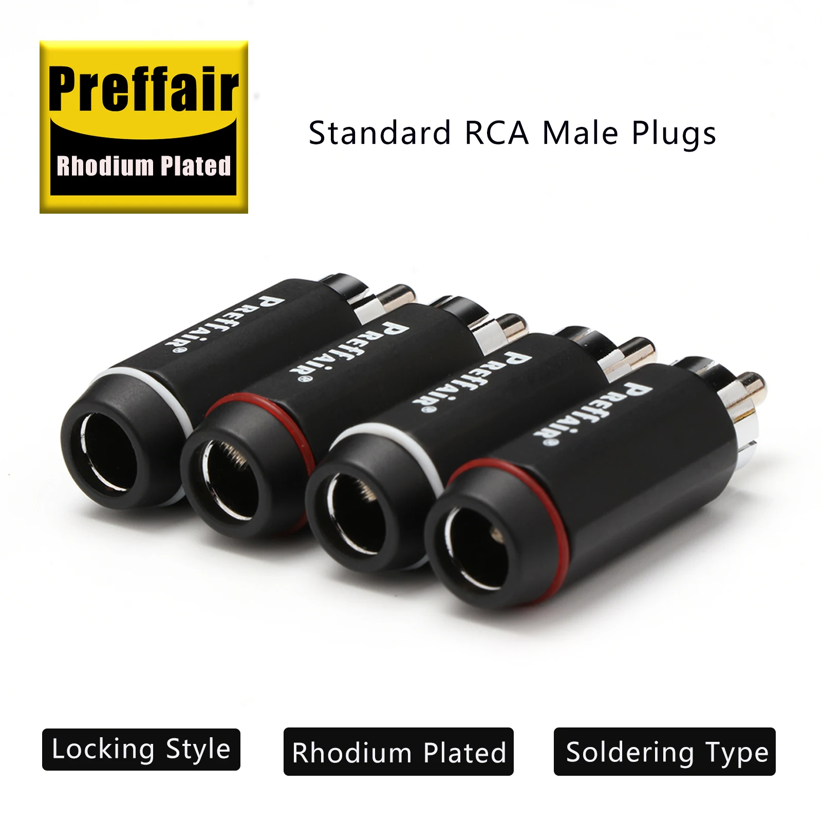Preffair R1740R HiFi RCA Connectors Audio Rhodium Plated RCA Plugs for Audio Interconnect Cables