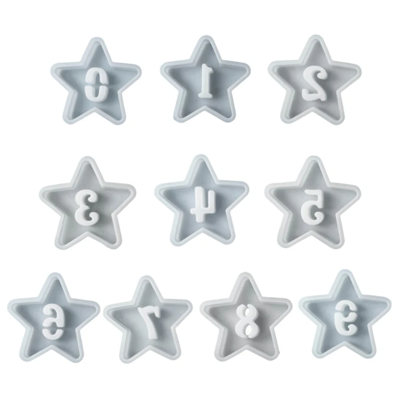 Star Silicone Mould Baking Molds Hollow Number Resin Molds DIY Soap Molds Dropship