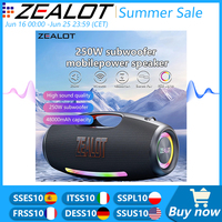 ZEALOT S89 250W Portable Bluetooth Speaker High Volume Waterproof 48000mAh Wireless TWS Subwoofer Suporrt USB/TF/AUX RGB light.