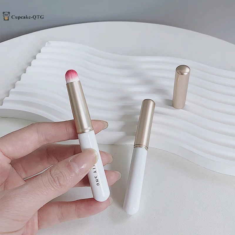 1 個丸頭リップブラシ化粧ブラシ口紅スマッジブラシミニチークブラシ