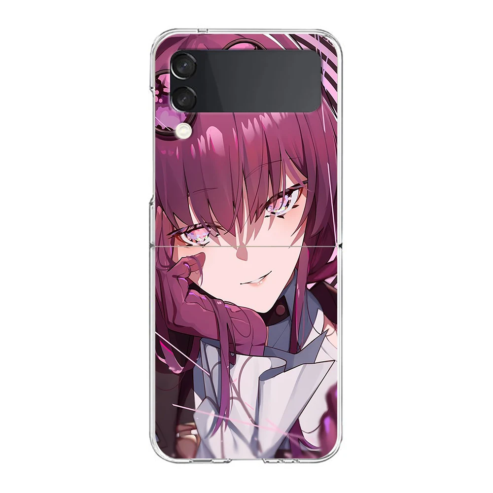 Phone Case For Samsung Galaxy Z Flip 3 4 5 fold Hard PC Shell For Galaxy Z Flip 3 5 Clear Cover Honkai Star Rail Gepard Bronya