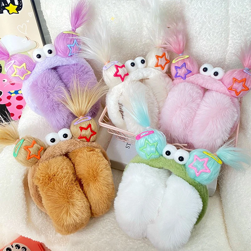 5 kleuren Cartoon Pluche Oorbeschermers Vakmanschap Kunstmatige Pluche Eigenzinnige Vorm Wacky Braid Modellering Oorbeschermers Zacht Huidvriendelijk