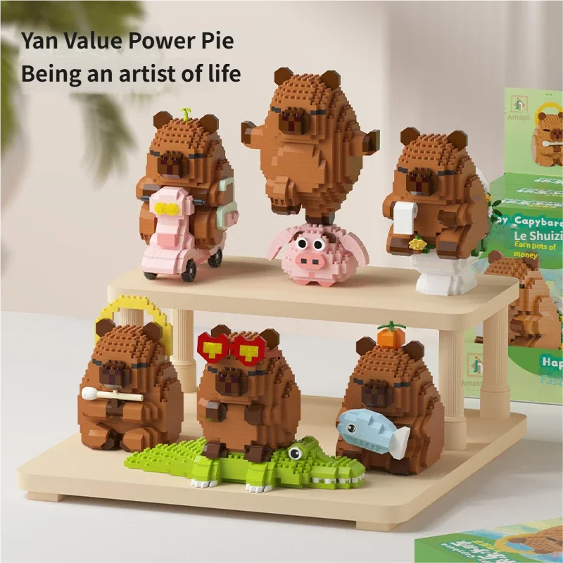 

Cartoon Puzzle Assembly Building Blocks Toy Compatible with LEGO Capibala Dolphin Tide Play Ornament Gift for Kids