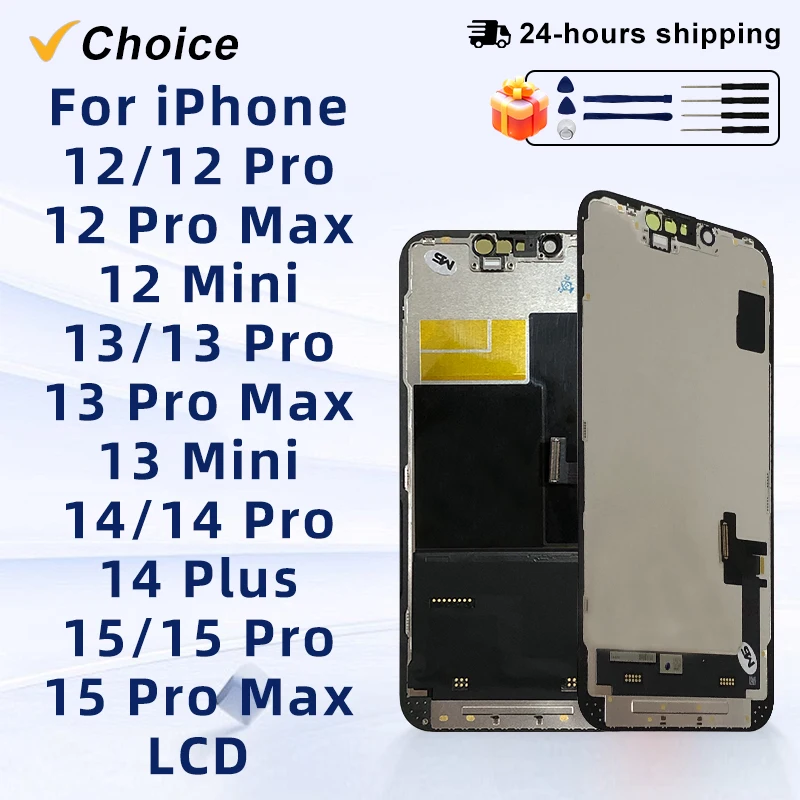 

НОВЫЙ OLED-дисплей для iPhone 12 13, ЖК-дисплей iPhone 14 Plus 15 Plus, дигитайзер сенсорного экрана в сборе, замена для дисплея 15 Pro max