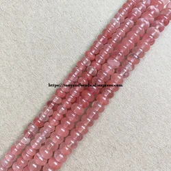 Natural Stone Smooth Rondelle Pink Cherry Quartz 7