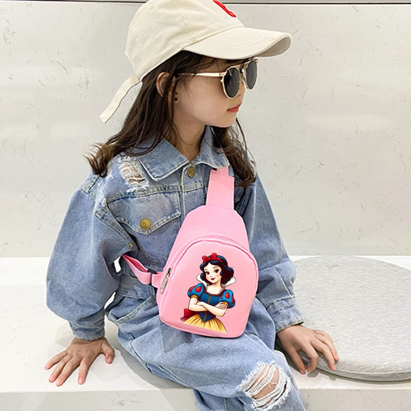 

Snow White Fashion Sweet Girl Shoulder Bags Kawaii Disney Princess Chest Pack Large Capacity Outdoor Storage Bag Handbag Gift