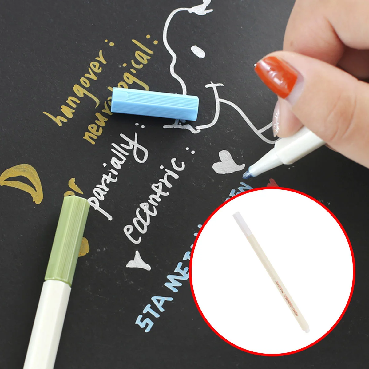 

Metallic Pen Paint Marker Pens Gold White Colored Fiber Tip Quick Drying Waterproof Sketching Coloring Journaling