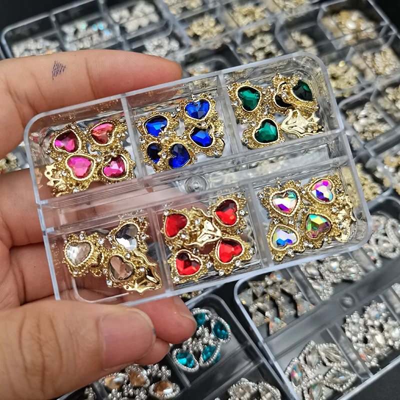 Nail Art Strass Kristallglas Edelsteine 3d Kirsche/Herz Nagel Charms Schmuck Boxed Nail Art Dekorationen Zubehör Teile