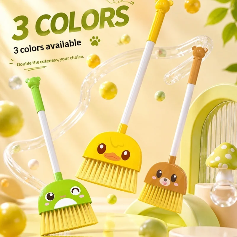 Mini Cartoon Broom Set Cute Small Cleaning Tool For Household Desktop Sweeping Pretend Play Educational Toy