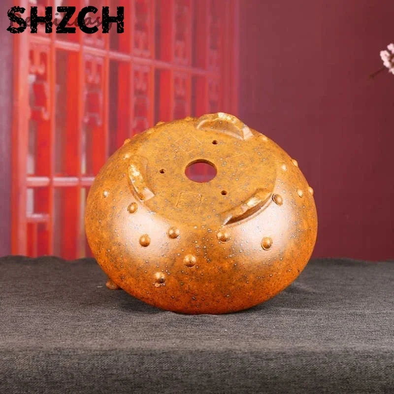 2025 New Chinese Handcrafted Round Ceramic Flower Pot Home Desktop Simple Breathable Bonsai Flower Pot WIth Hole 2Colors LH847