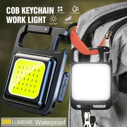 LED Flashlight Mini Work Light Rechargeable Glare COB Keychain Light Portable Powerful Outdoor Camping Small Light Corkscrew