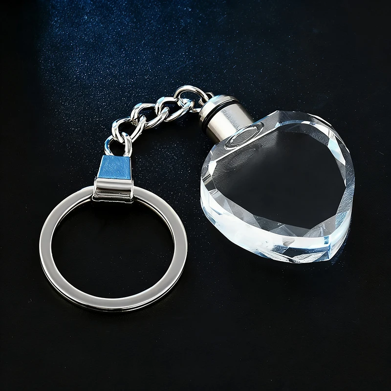 Wholesale 20pcs Transparency Blank K9 Crystal Block Cube Keychain for 3D Laser Engraving Picture Heart Crystal Keyring