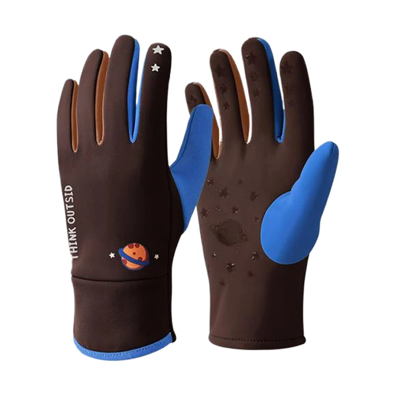الأطفال الشتاء الدافئة قفازات مخملية صبي الفتيات عدم الانزلاق سميكة الكرتون قفاز الاطفال في الهواء الطلق اللعب ركوب يندبروف قفاز 7-13Y