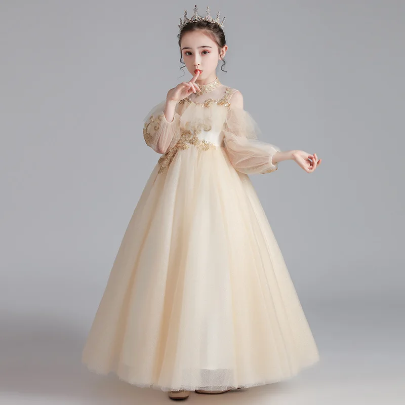 Children's Formal Princess 's Host Evening Little 's Birthday Flower Girl Piano Performance Dress Puff