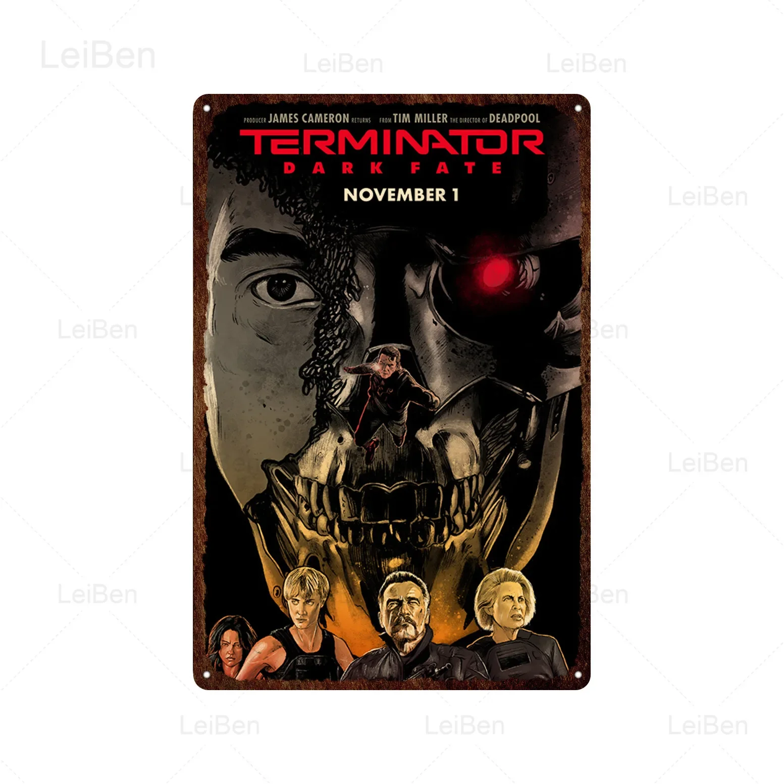 Vintage The Terminator Metal Plaque Retro Movie Metal Tin Sign Decorative Plate Wall Decor Garage Man Cave Club Pub Bar 20x30CM