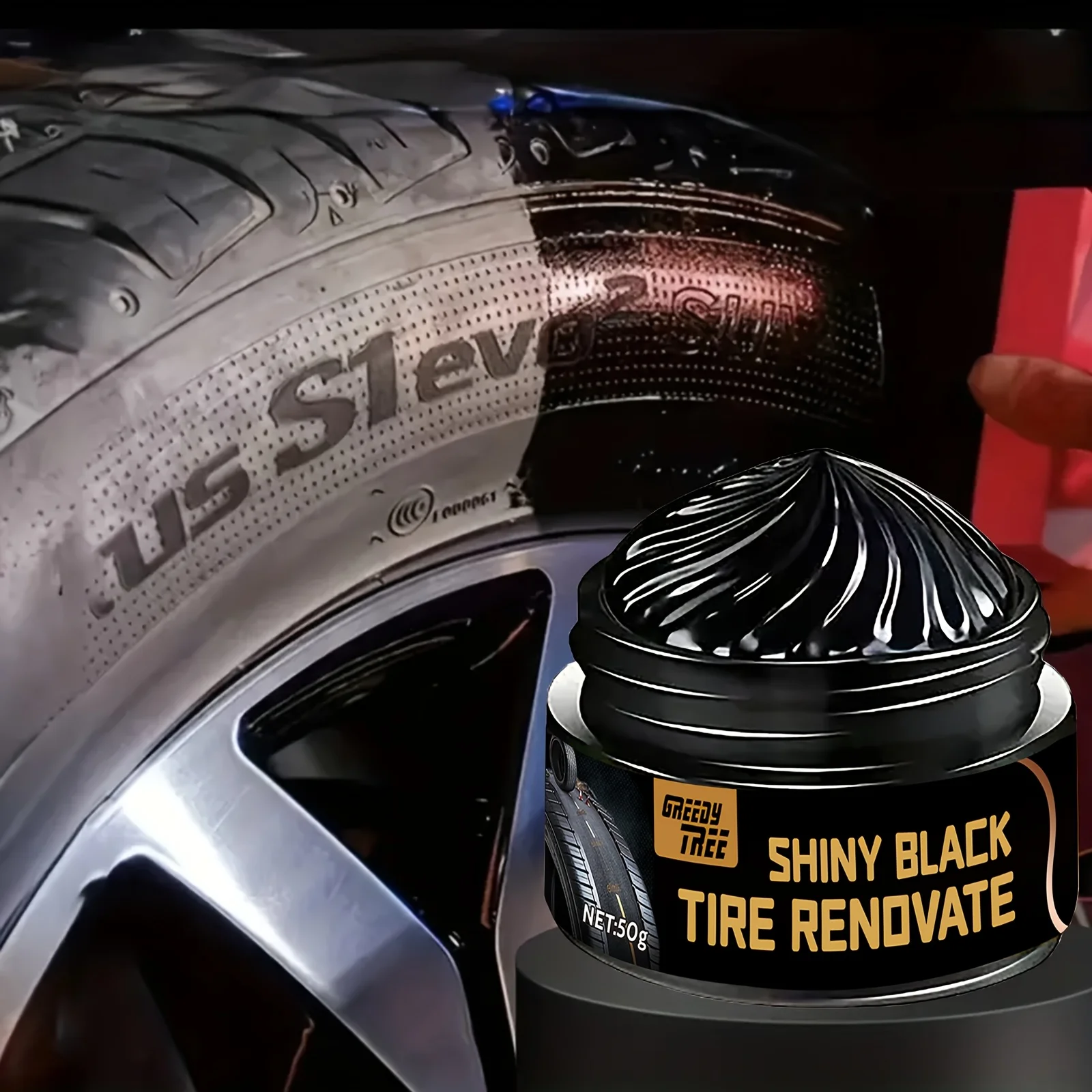 Tire Shine & Plastic Repair Paste - Removes Scratches/Oxid, Restores Shine for Tires/Trim with UV Protect, 5-Min Fix