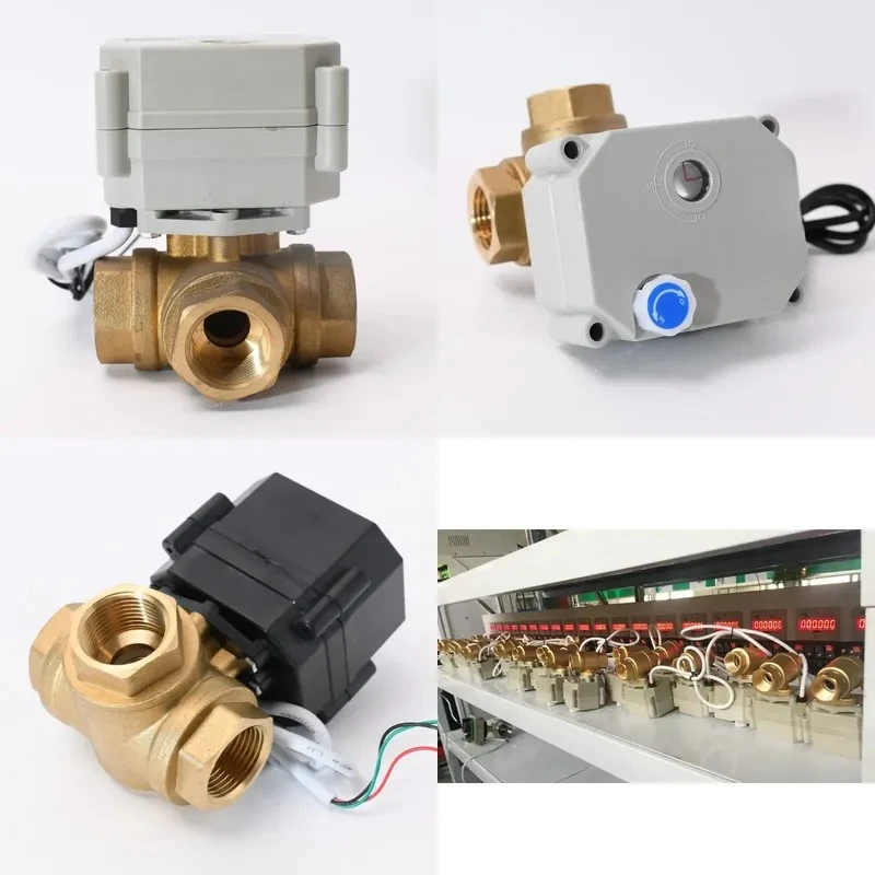 3/4 Inch 3 Way L Port Electric Brass Ball Valve with Manual Override DC24V