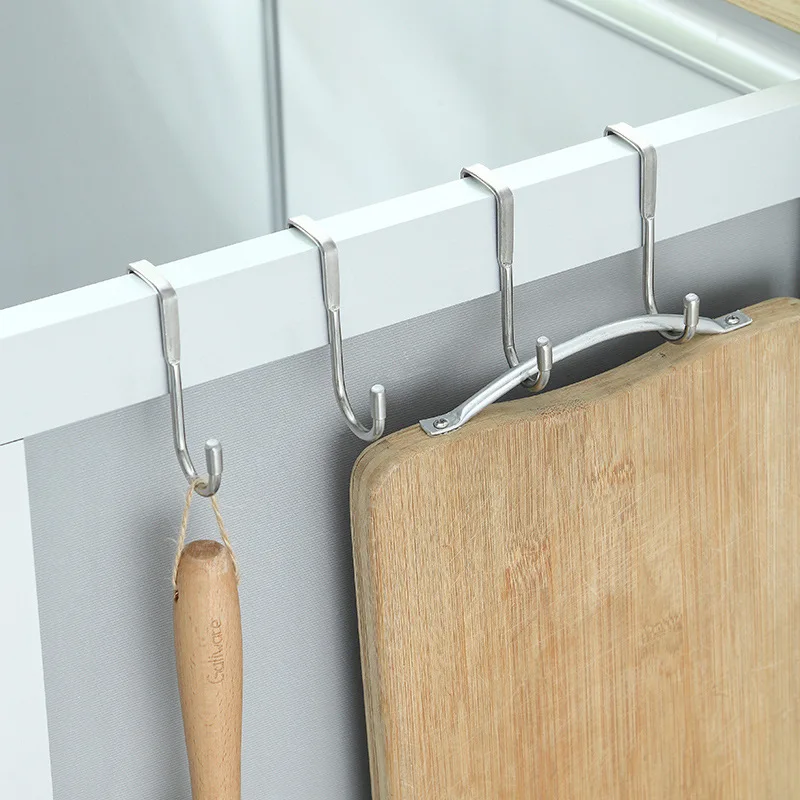 Stainless Steel Cabinet Hooks Door Hook S-Shaped Towel Bag Hook Kitchen Bathroom Cabinets Home Storage Organization Garden