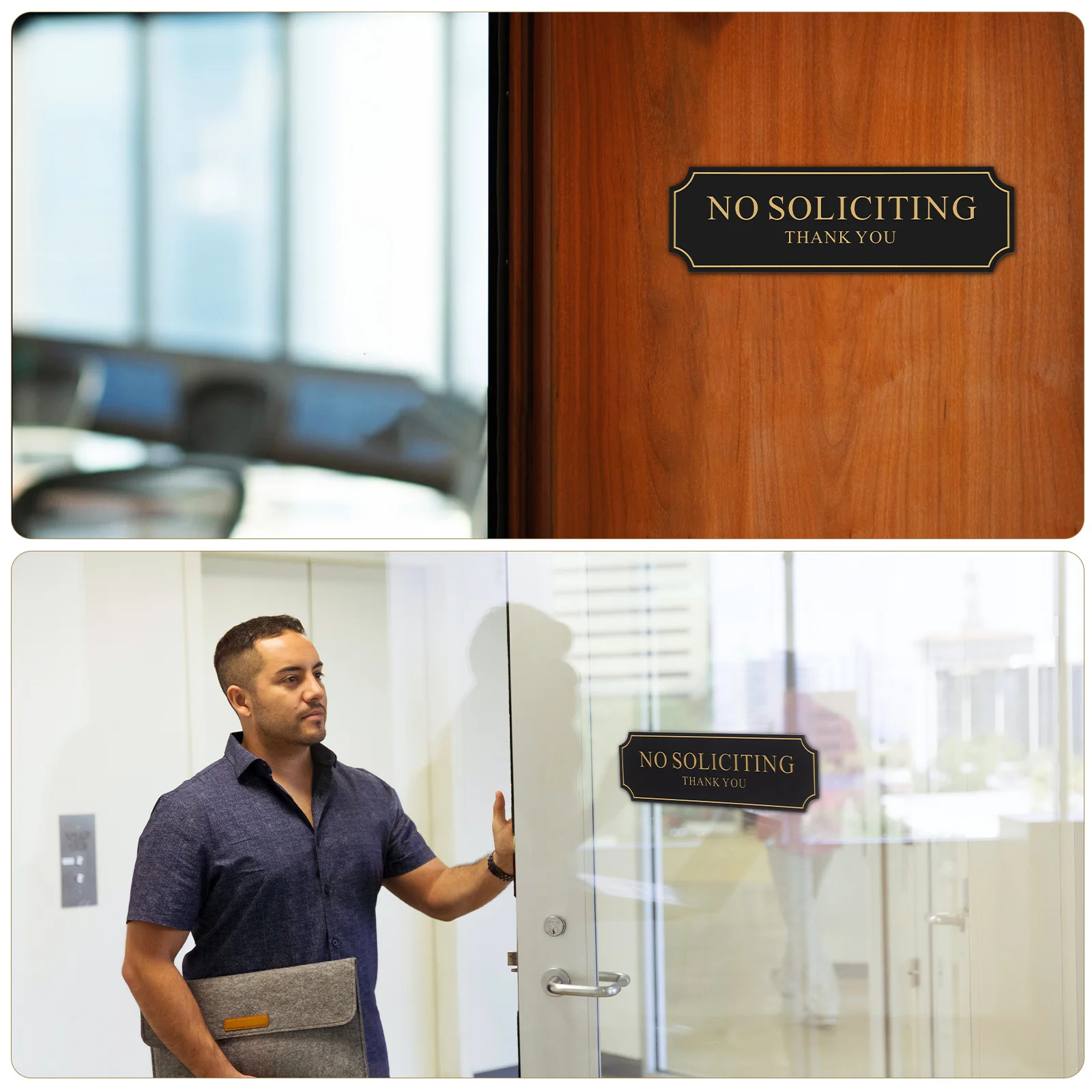 

No Soliciting Sign Self-Adhesive No Solicitors Front Door Window Office High Adhesion Clear Visibility Sign for Door