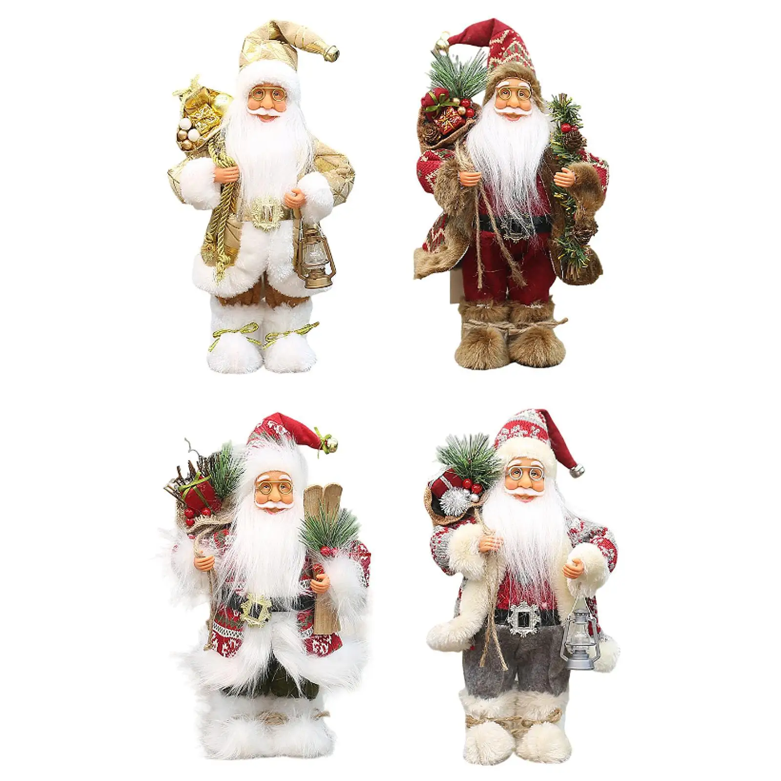 Boneka koleksi boneka Santa Claus dekorasi dekoratif 30cm boneka Natal klasik untuk meja ruang perapian toko Natal