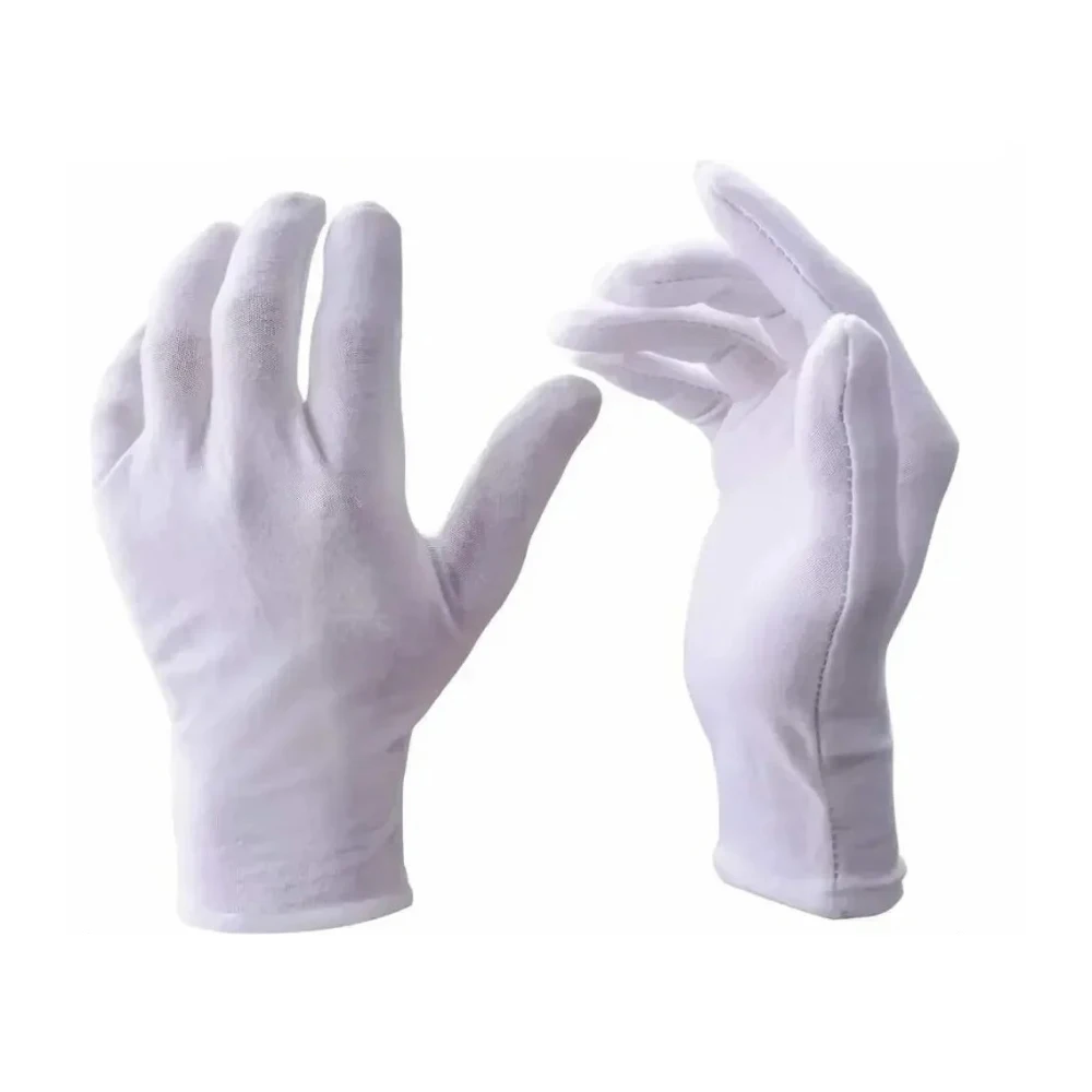 

White Soft Cotton Work Gloves for Dry Hands Handling Film SPA Gloves Ceremonial High Stretch Gloves Household Cleaning Tools