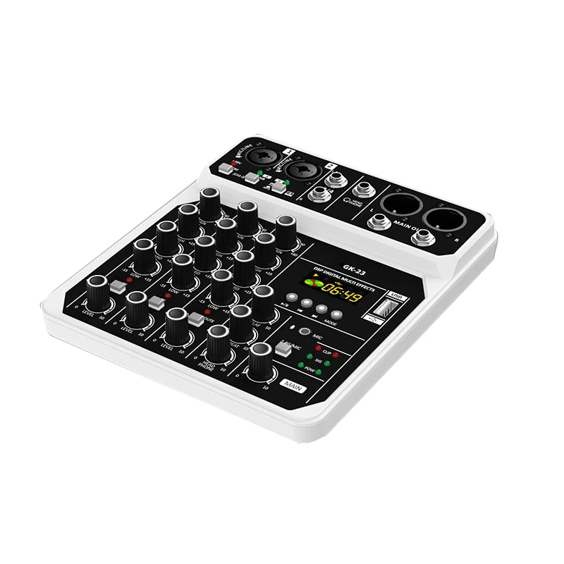 

Профессиональный 4-канальный сценический аудиомикшер с беспроводным микрофоном, реверберацией и функцией записи для небольших выступлений.