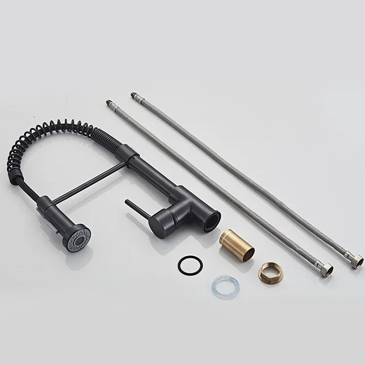 005 New Modern Style 304 Stainless Steel Matte Black Kitchen Mixer Sink Faucet With Pull Down Sprayer