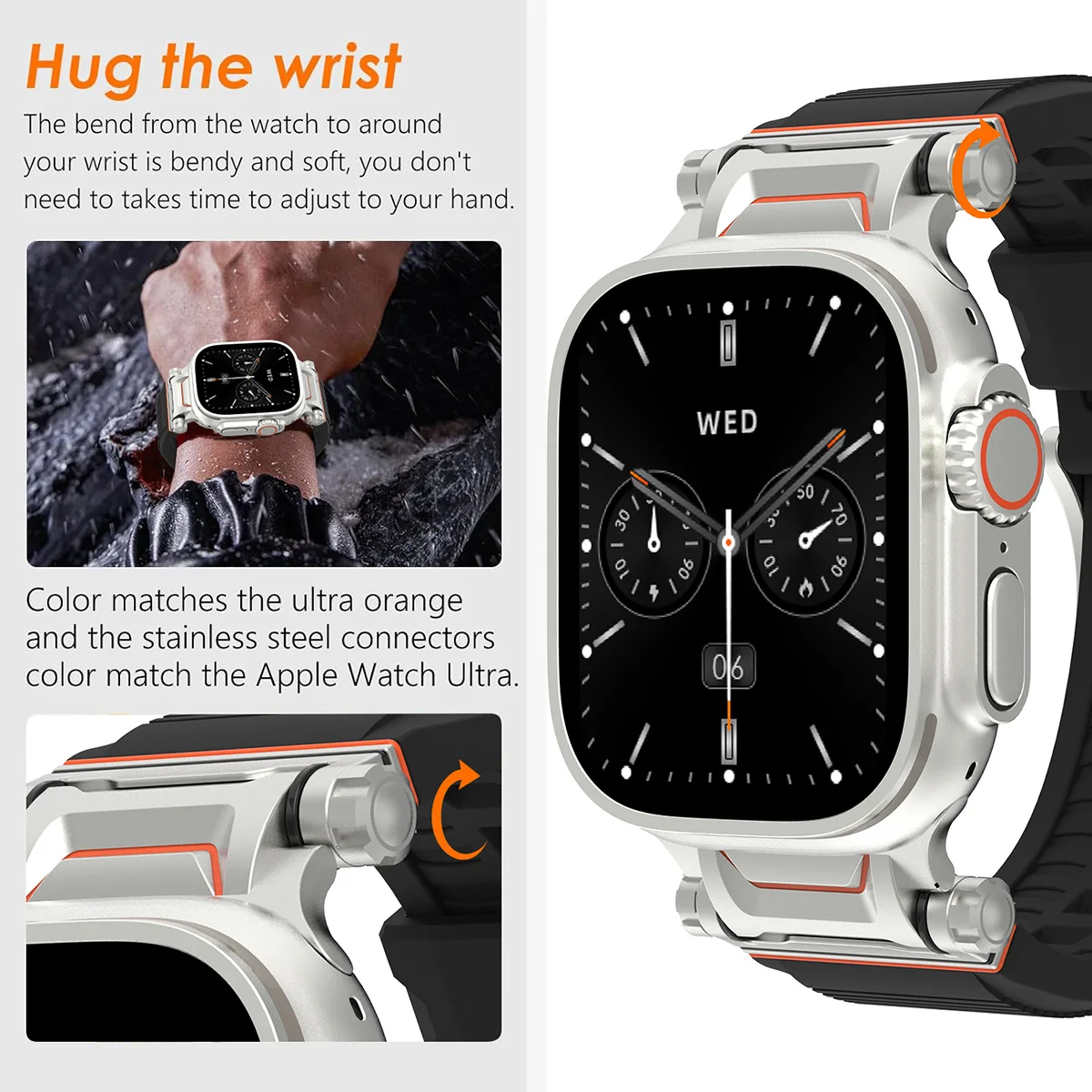 Silicone Sports Band for Apple Watch Ultra2 49mm Series 10 9 8 7 Se 6 5 Strap for IWatch Ultra 46mm 45 44mm Luxury TPU Bracelet