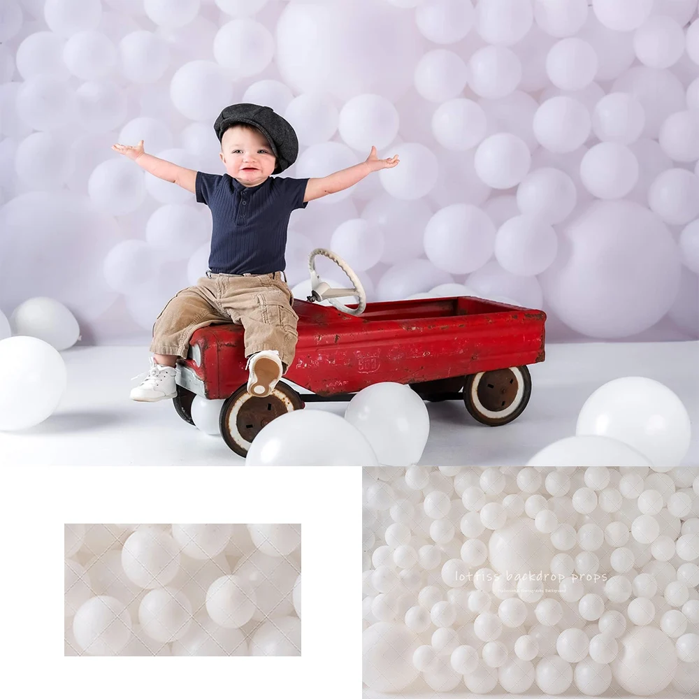 

White Balloons Wall Backdrops Kids Baby Birthday Cake Smash Photocall Decors Child Adult Photography Baby Shower Backgrounds