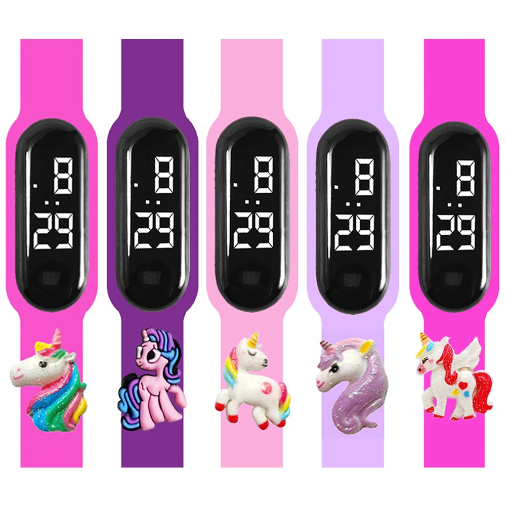 Cartoon Unicorn LED Smart Touch Children Smart Watch Waterproof Sports Bracelet Girls Kids Watches Glowing Toys