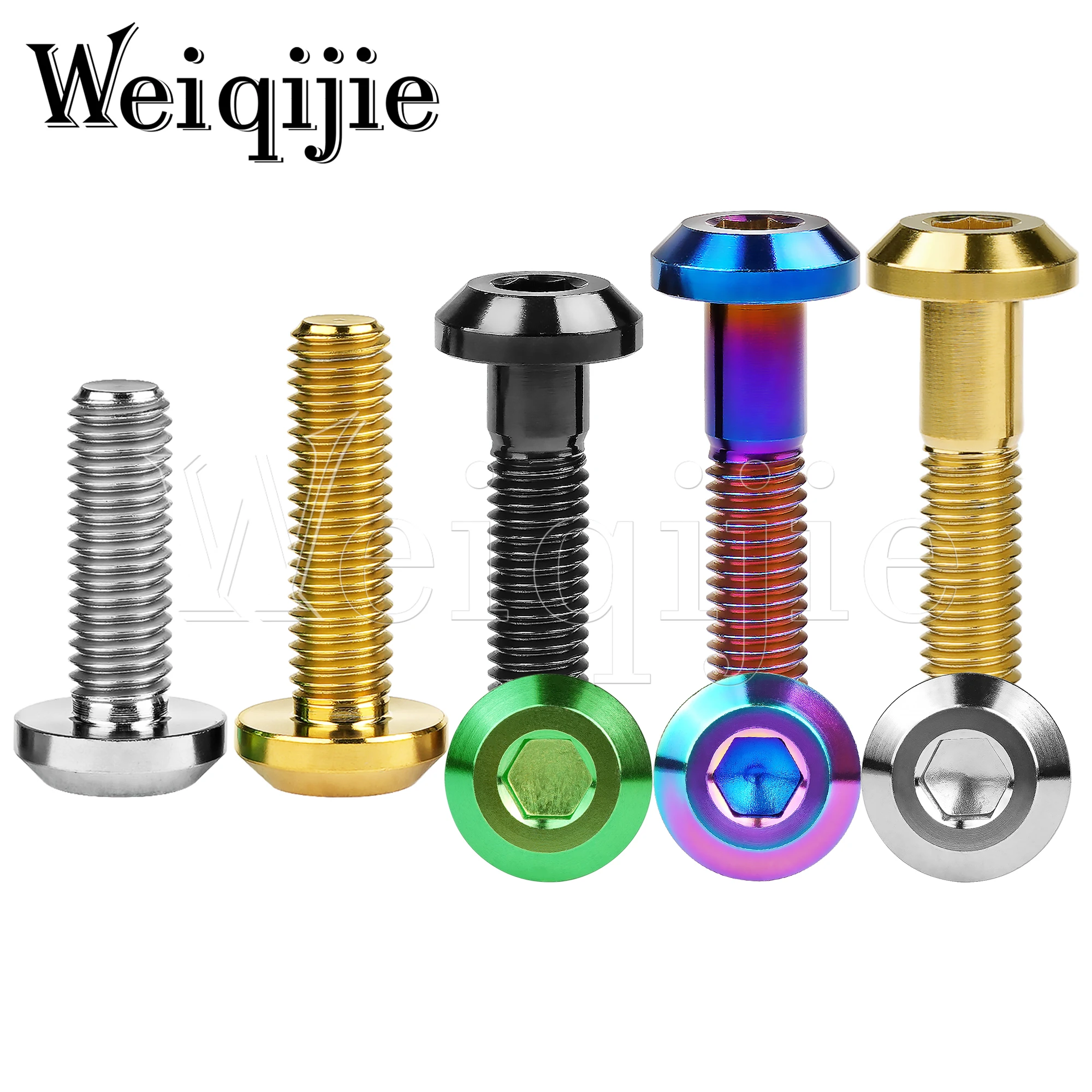 Weiqijie 6 pezzi bullone in titanio M6/M8 X 12/15/20/25/30/35/40mm vite a testa piatta con esagono incassato per fissaggio freno a disco moto