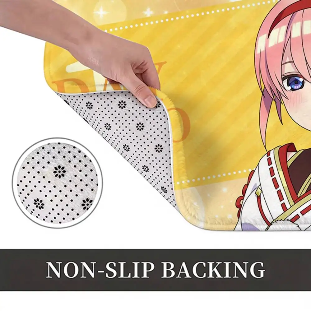 5-Toubon Anime The Quintessential Quintuplets Short Plush Bathroom Door Mat, Hallway Decor Rug, Home Entry Welcome Floor Mat