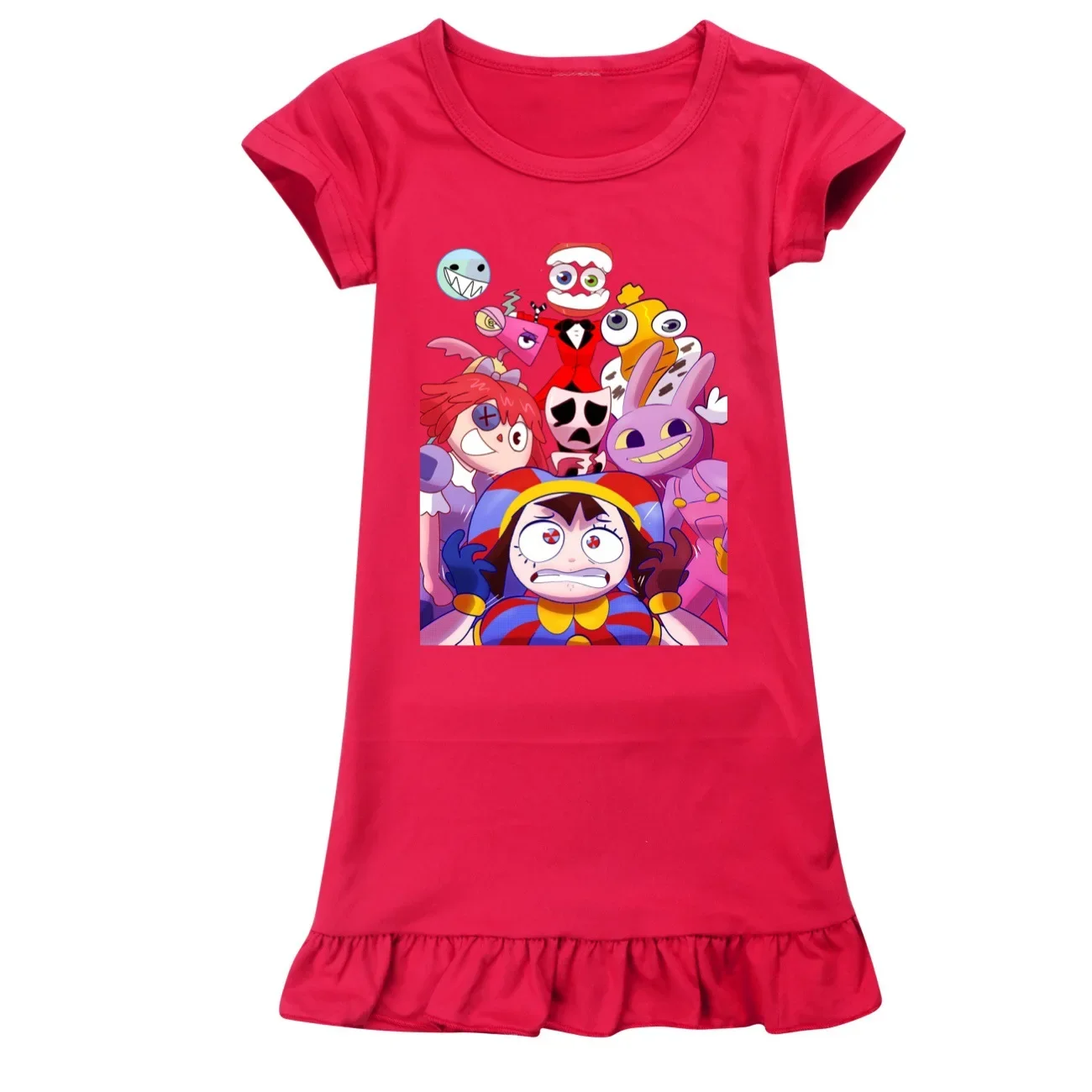 The Amazing Digital Circus Pomni Jax Clothes Kids Short Sleeve Pajamas Girls Summer Sleeping Dresses Children Cartoon Nightgowns