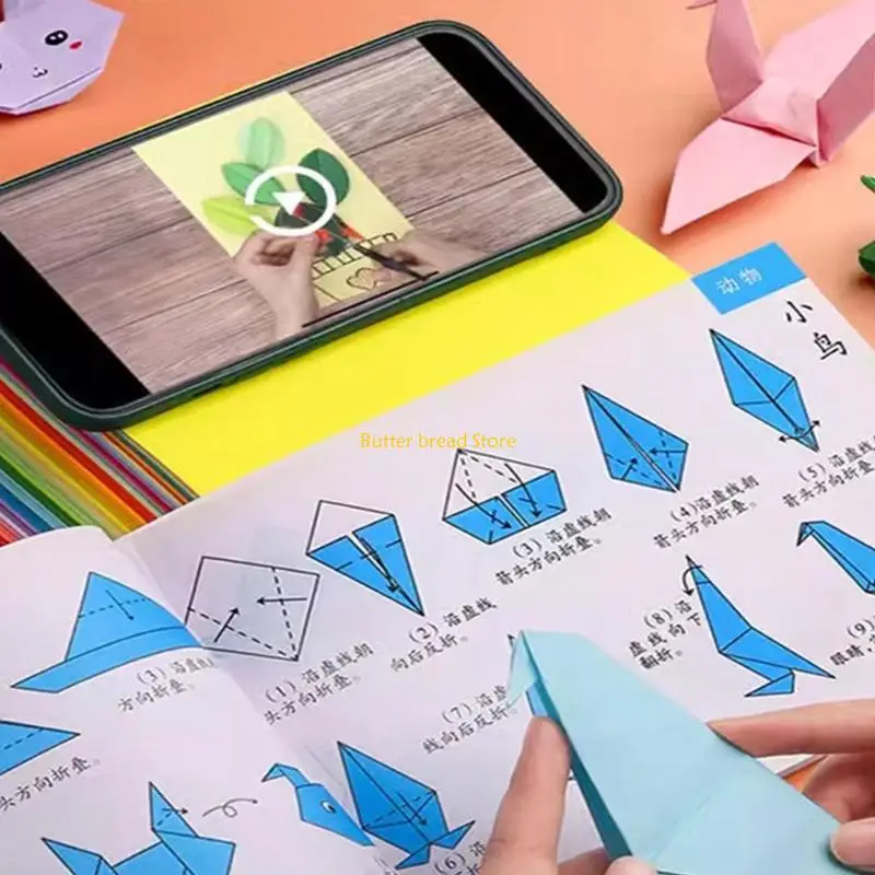 W89C 100シートカラフルな紙折りたたみ紙ダブルサイドカラースクエア紙