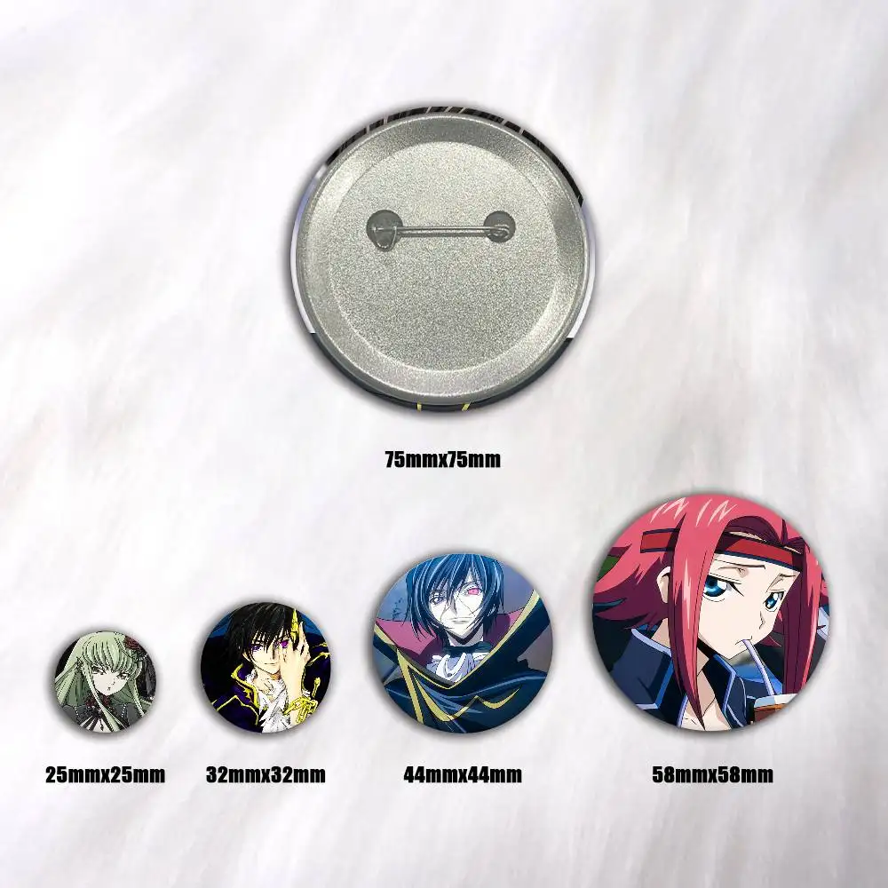 A-Code Geass 75x75 25x25 Mm Cartoon Round Brooches On Backpack Shirt Accessories Jewelry Badge Gift For Friends