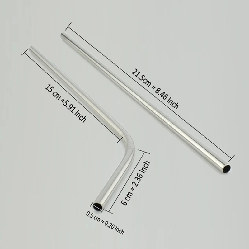 Reusable Metal Straws Set 304 Stainless Steel Drinking Straw for Bubble Tea with Bursh Portable Bag Eco Friendly Products