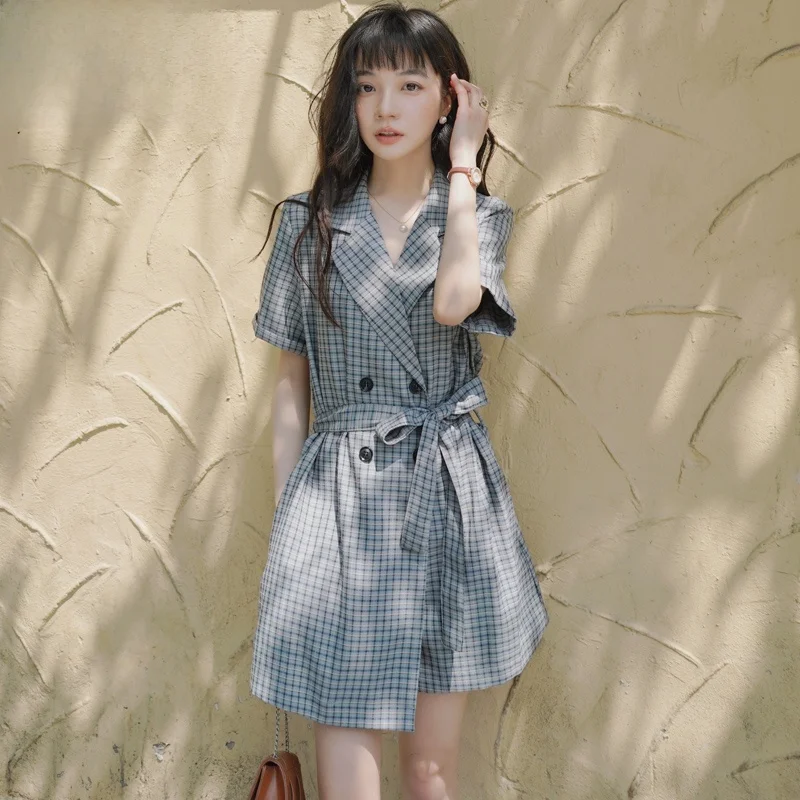 

Retro Plaid Workwear Jumpsuit Women's Summer High Waist Wide Leg Dry Pants Korean Sle Commute Faion Casual Loose Fit