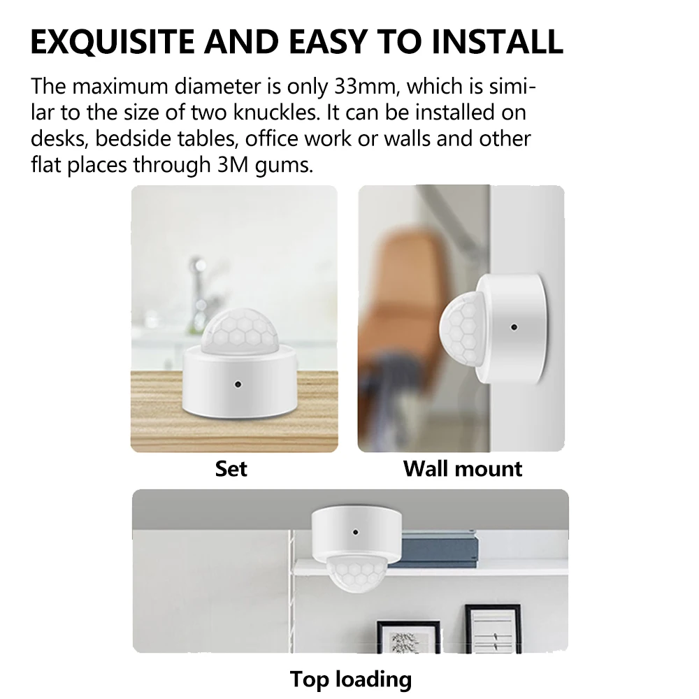 2-in-1 Mini PIR Motion Detector +Bright Lux Light Passive Infrared Security Burglar Alarm Sensor Smart Home Human Body Detector