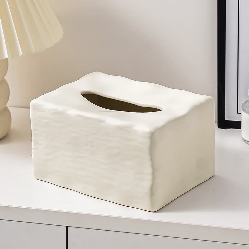 Ceramic Tissue Box Home Living Room New Cream Wind Living Room Coffee Table Advanced Sense Paper Box Decorations Ornaments