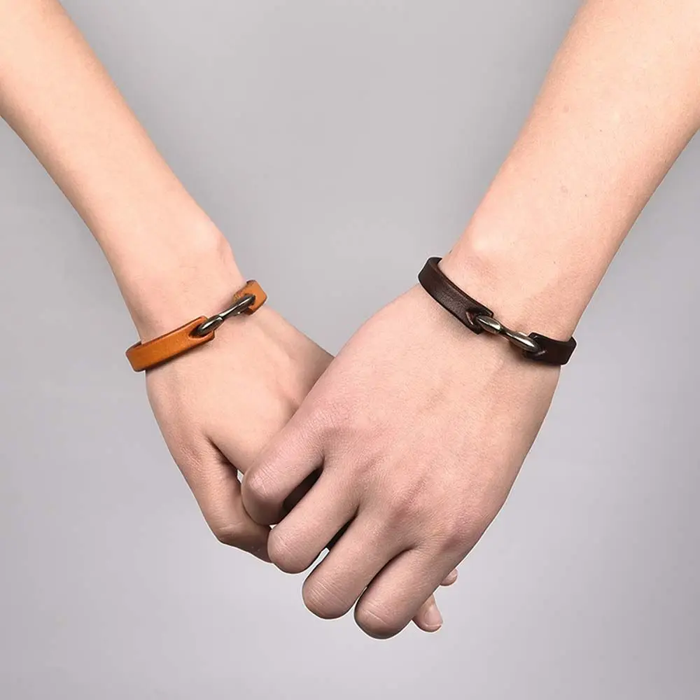 Color 3 Colors Simple Gift For Men Women Boyfriend Jewelry Vintage Trendy Leather Hook Bracelet Bangles Wristband Bracelets
