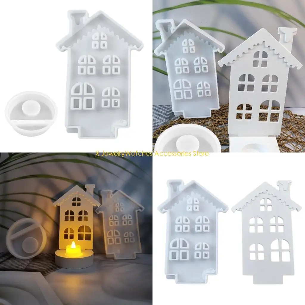 

31 кд подсвечника Силиконовая плесень Снежная Дома Стоя Стоя Стоя плесень эпоксидная смола подсвечника гипсовые формы для дома