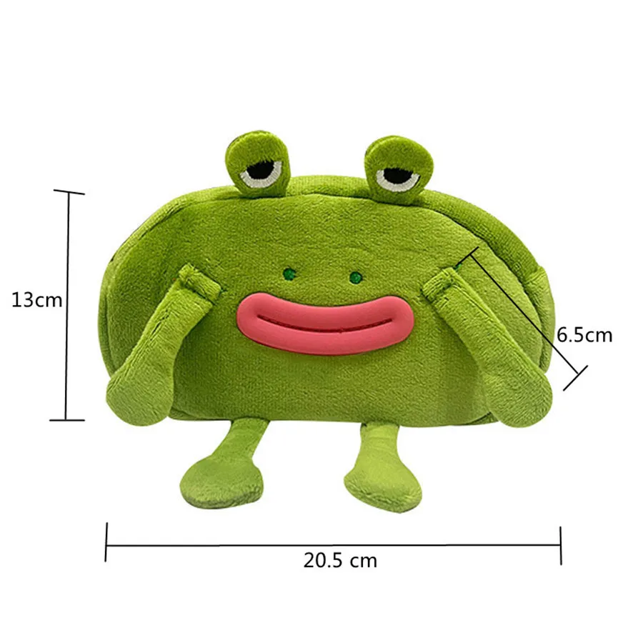 Cute Plush Frog Bear Lipstick Small Cosmetic Earphone Storage Bag Purse Women Kawaii Pencil Case Makeup Handbags Pouch Pen Bags