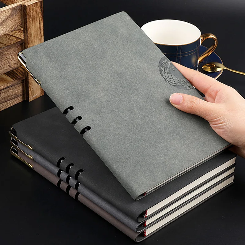 A5 Soft Leather Business Notebook Small Notebook Creative Notepad with Daily Insert Pen